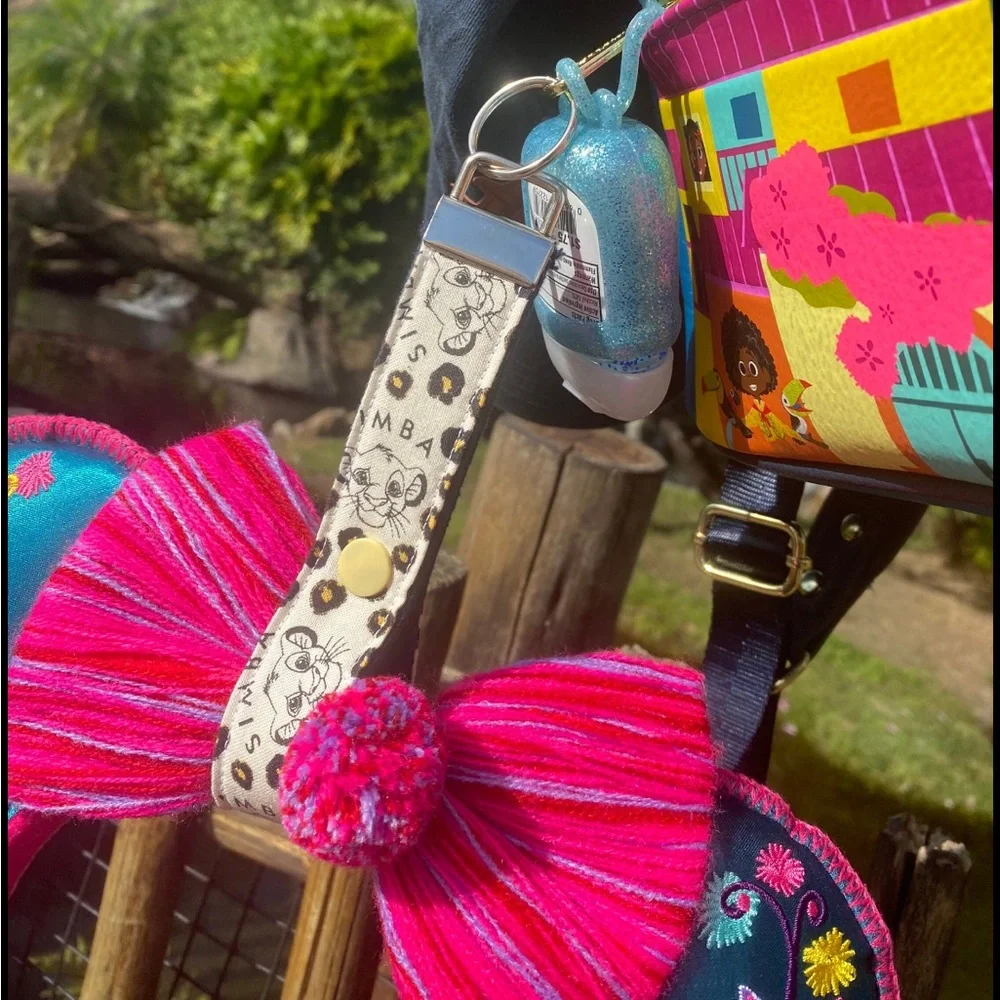 Handmade Minnie ears holder keychain in The Lion King Simba print